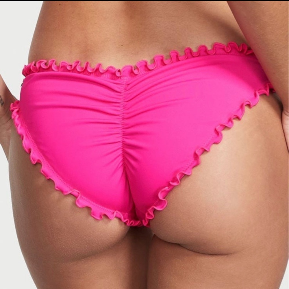 Victorias Secret swim bottom “The Ruffle Cheeky” pink. Size Large